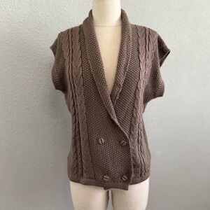 Vintage Tan Jay Short Sleeve Knit Vest Size M/L